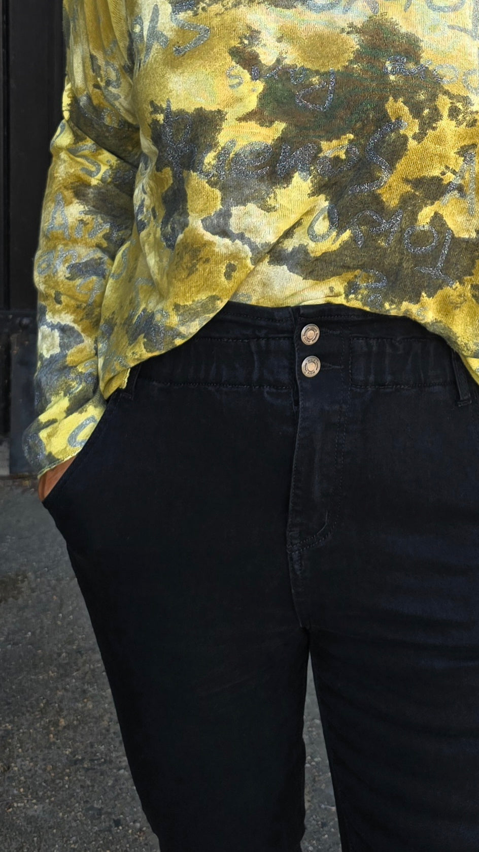 Tina jeans svart med strikk