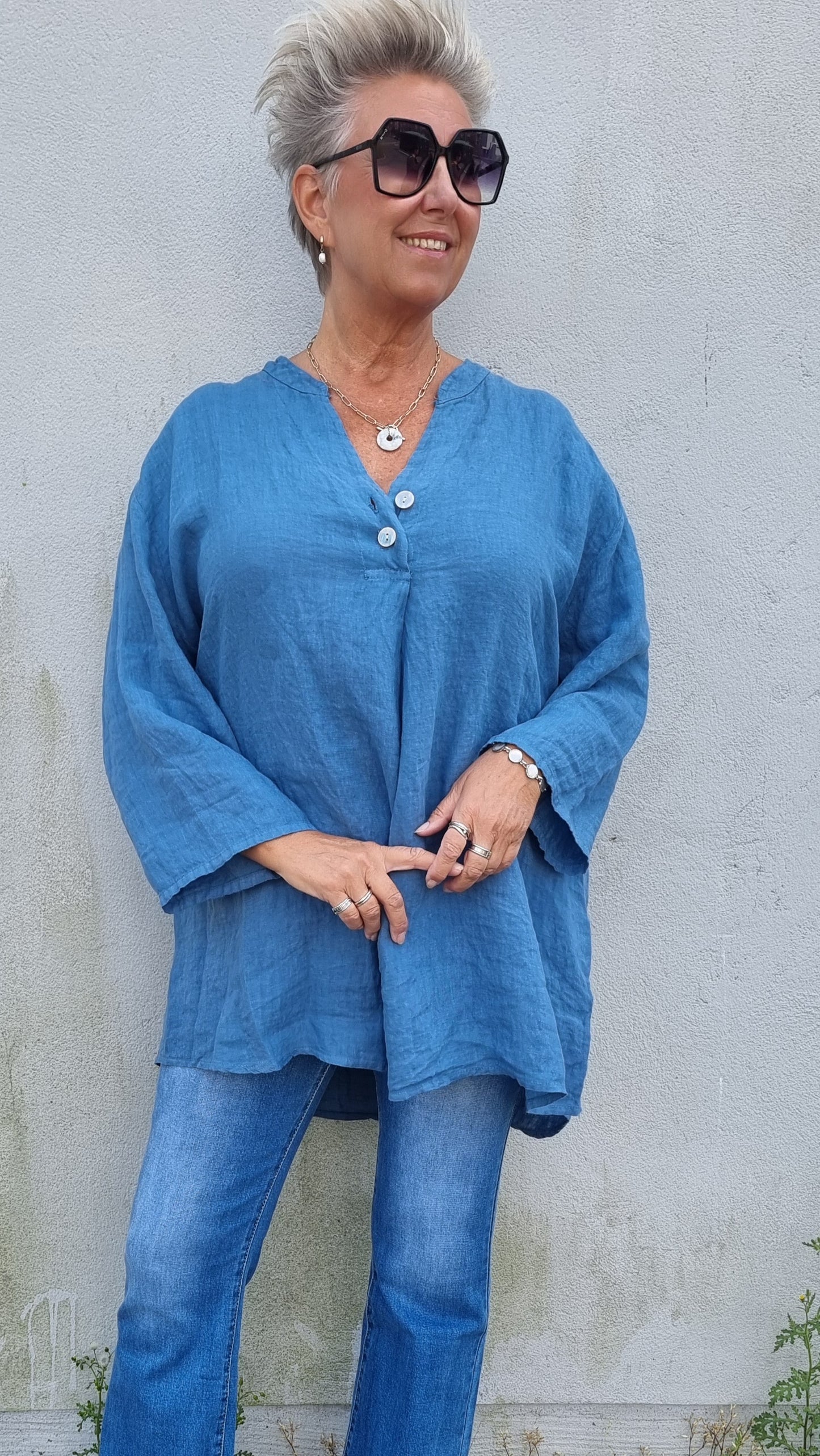 Grace lintunika blå