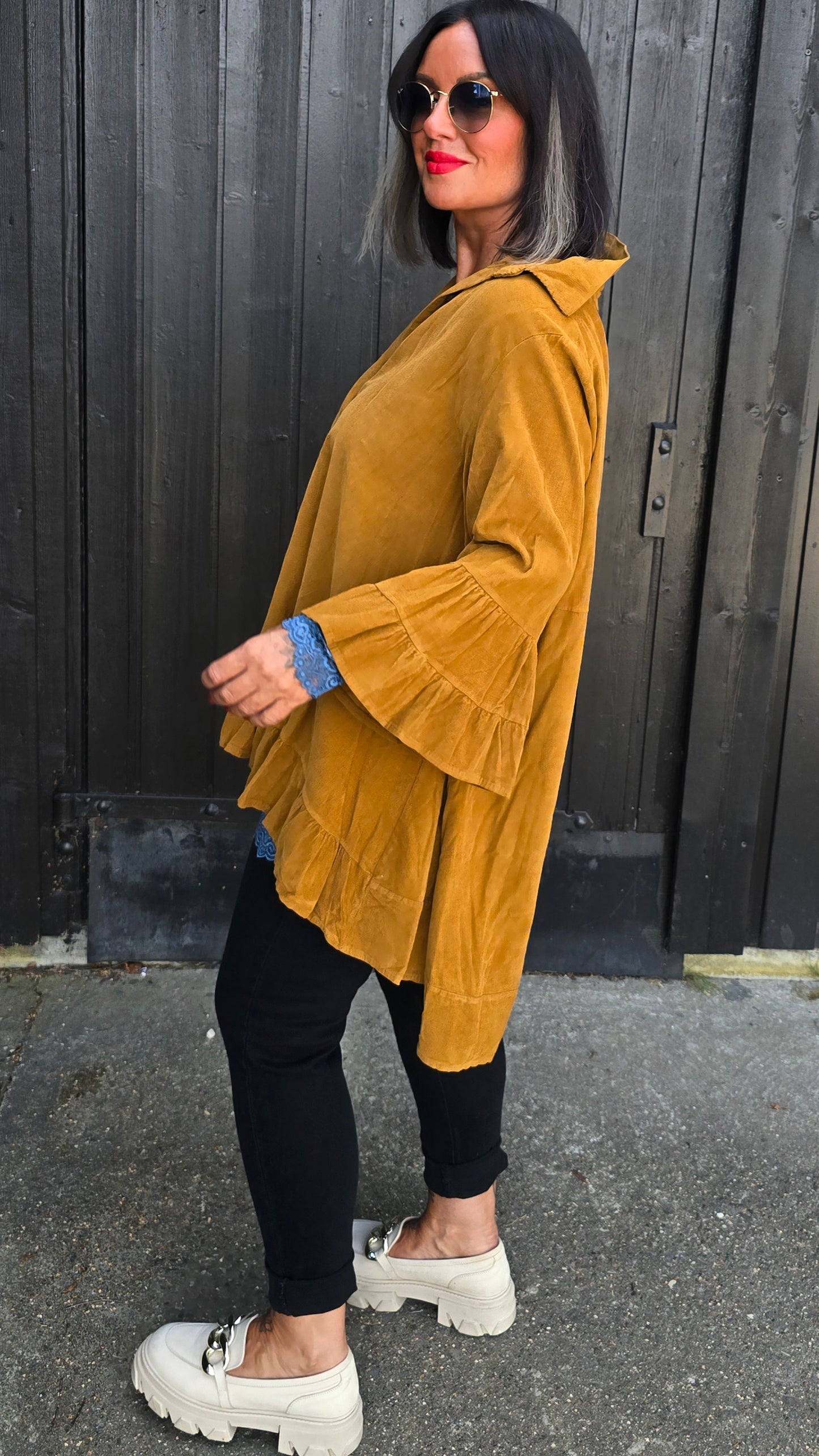 Stacy minicord skjorte mustard