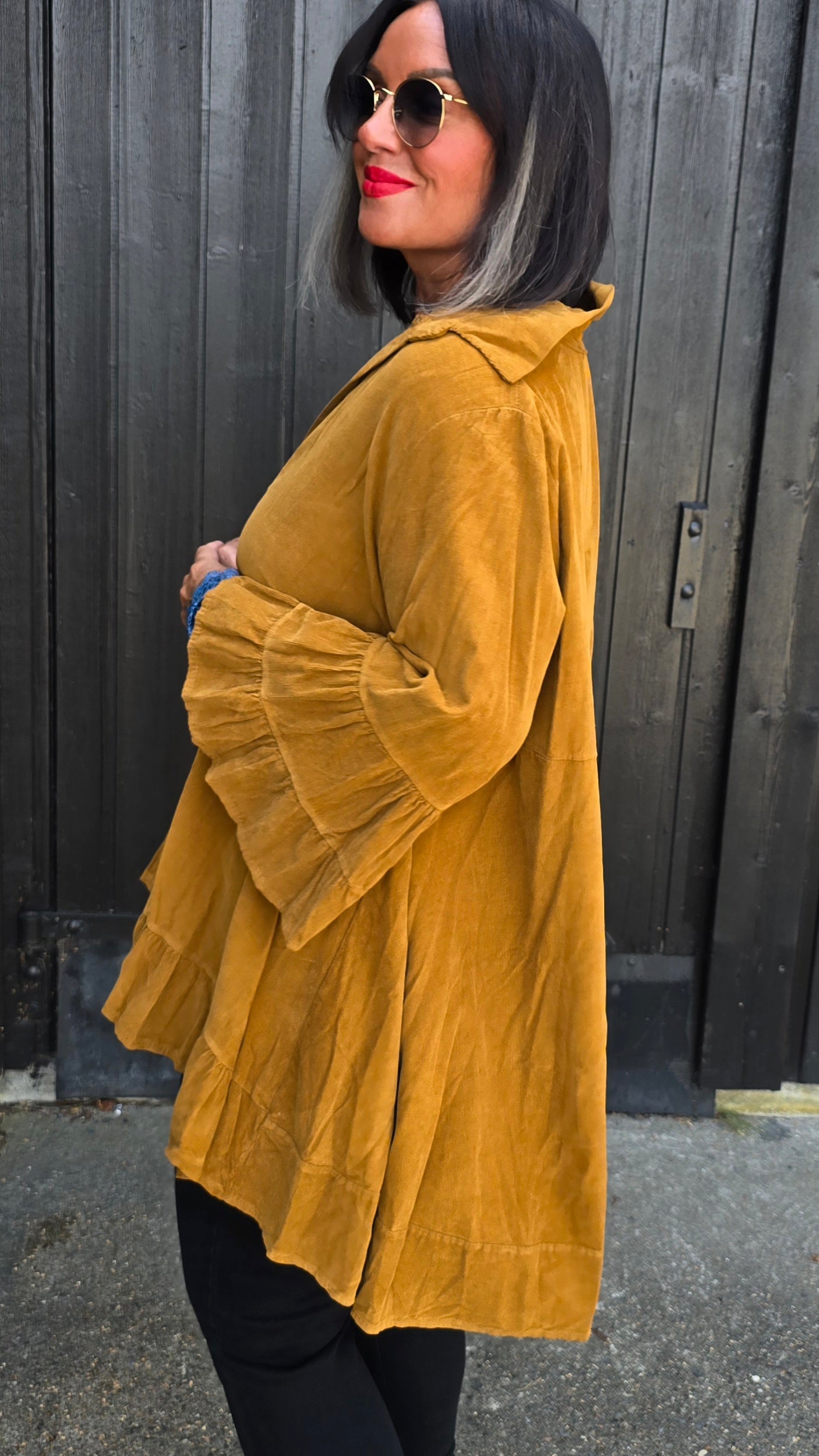 Stacy minicord skjorte mustard