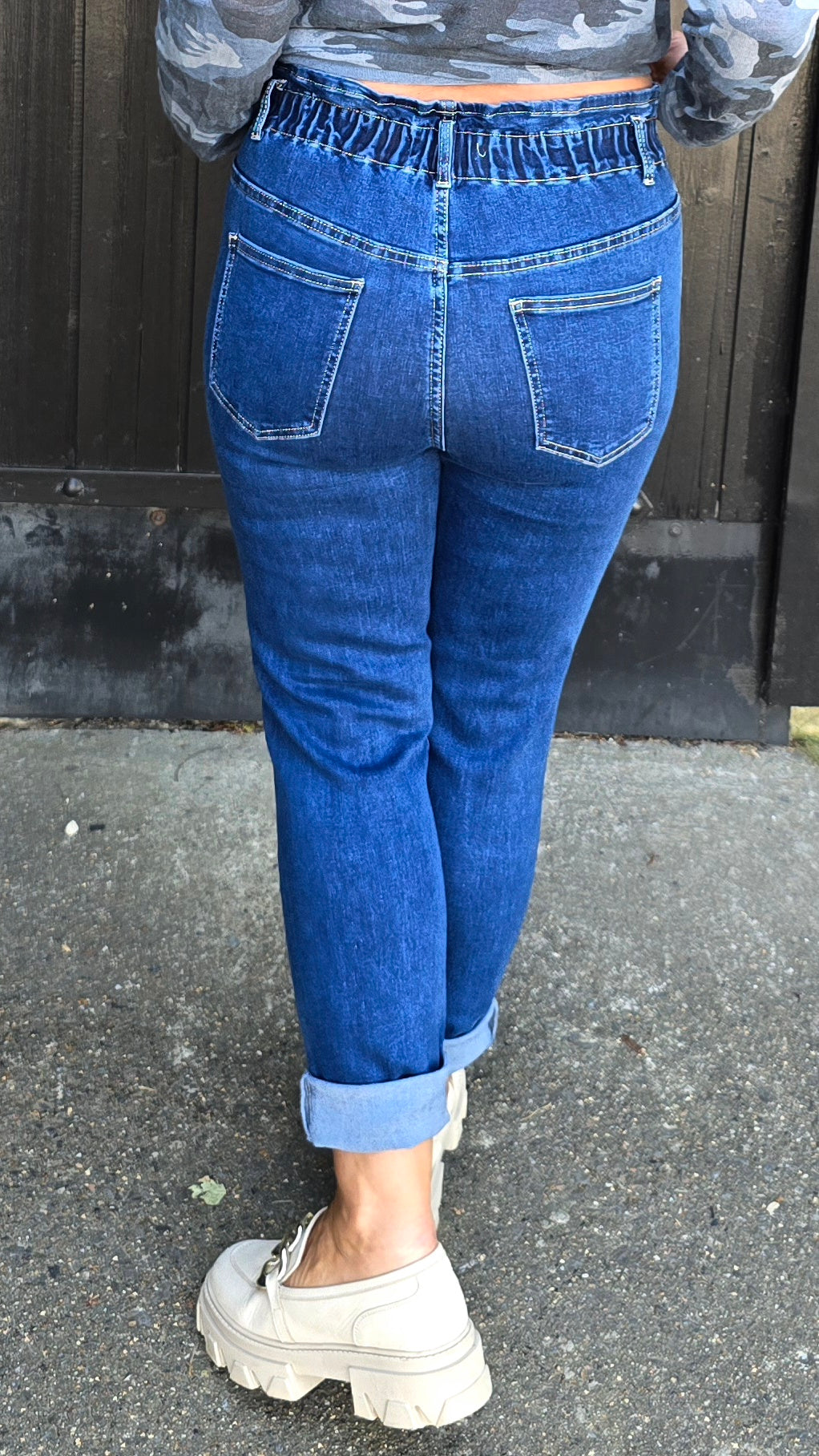 Tina jeans mørkblå med strikk