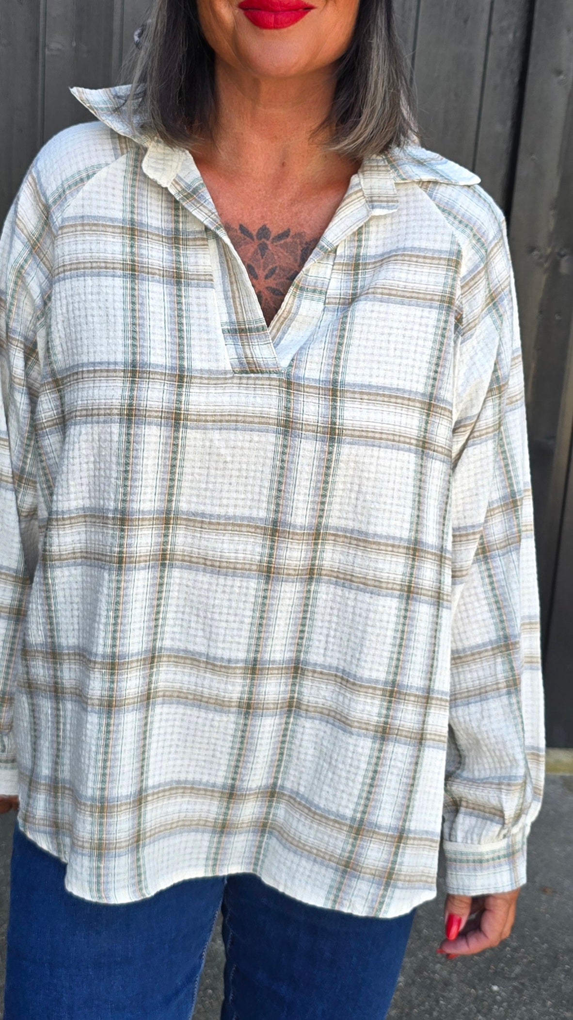 Lone bluse med ruter