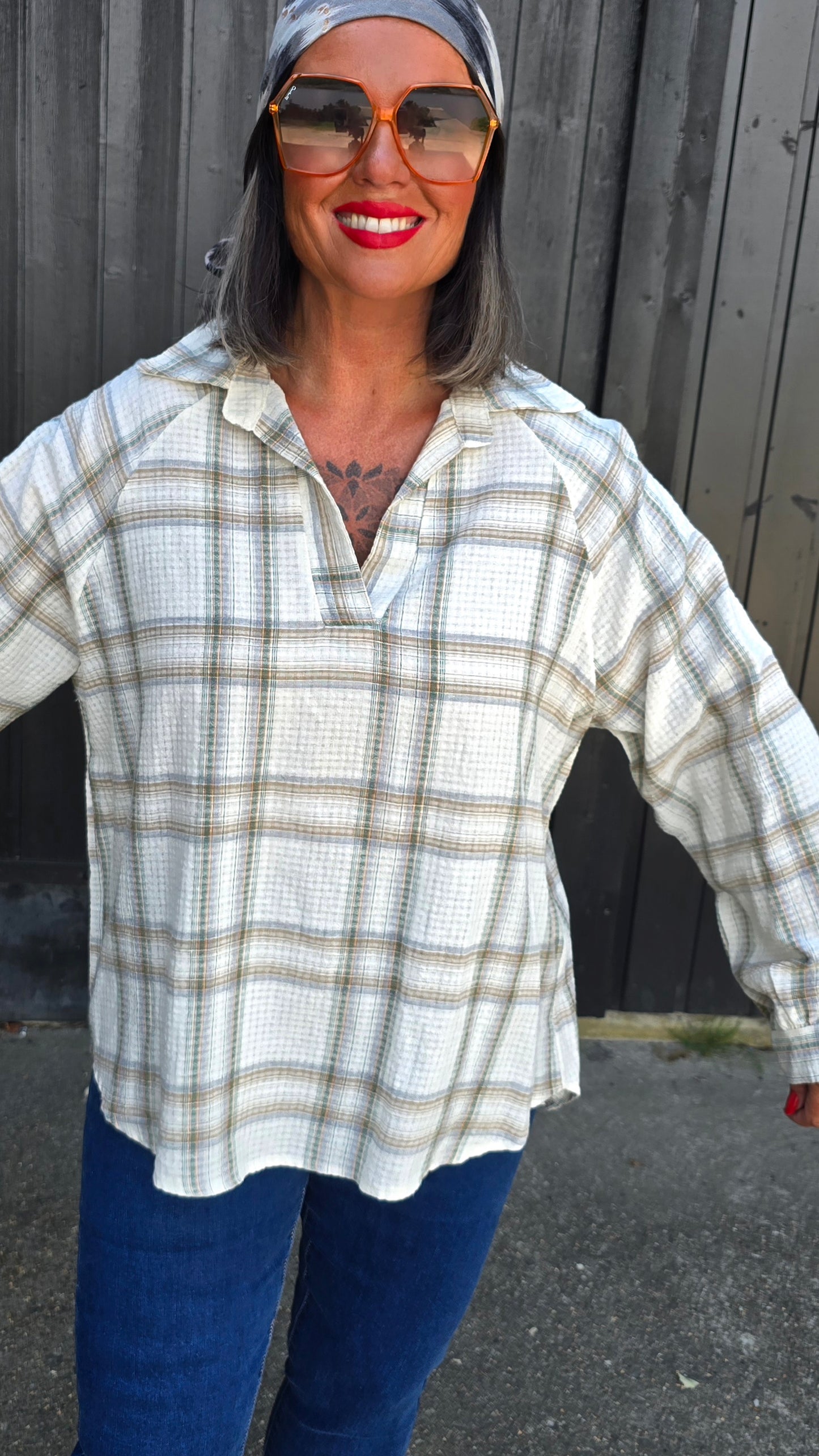 Lone bluse med ruter