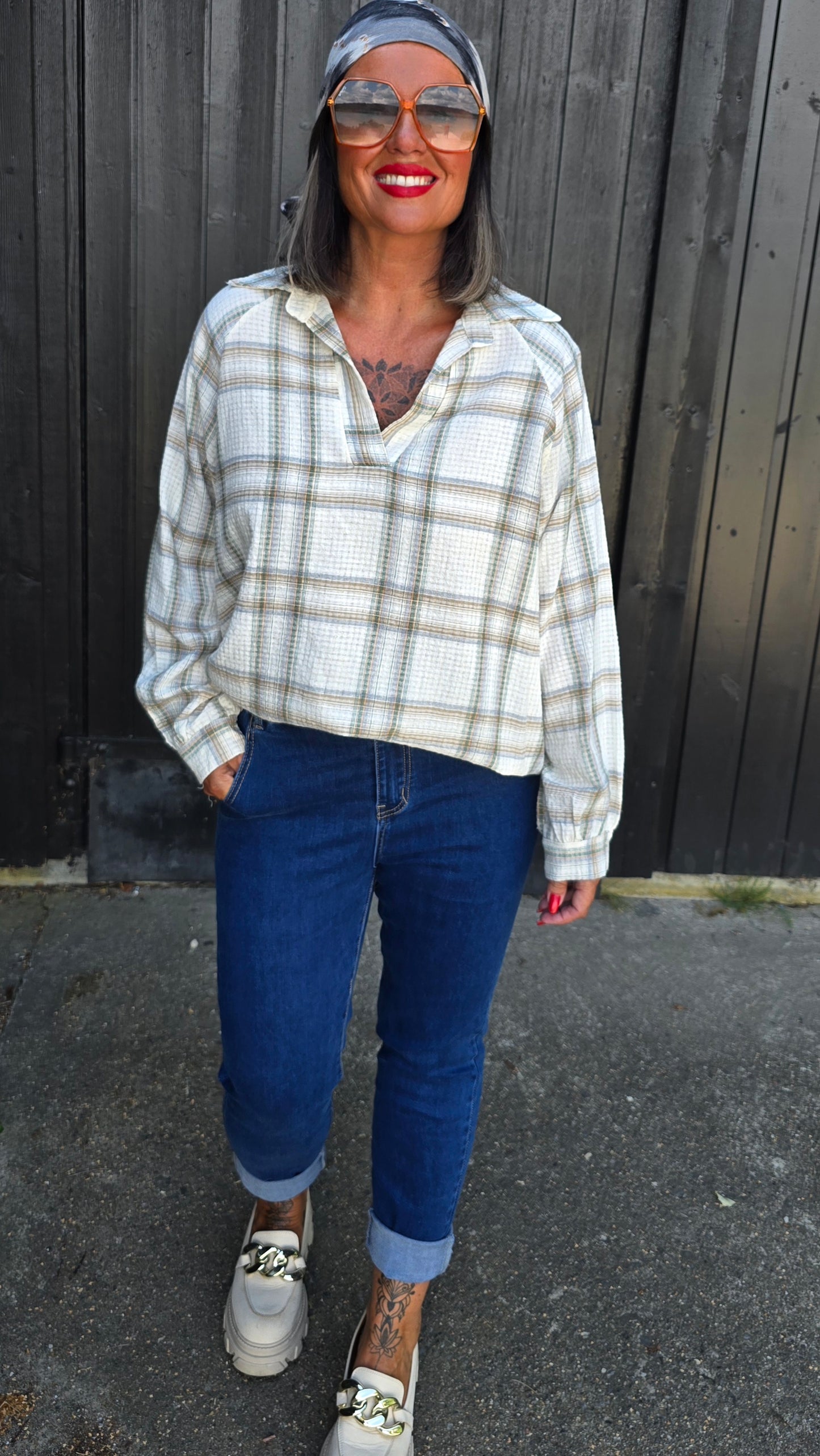 Lone bluse med ruter