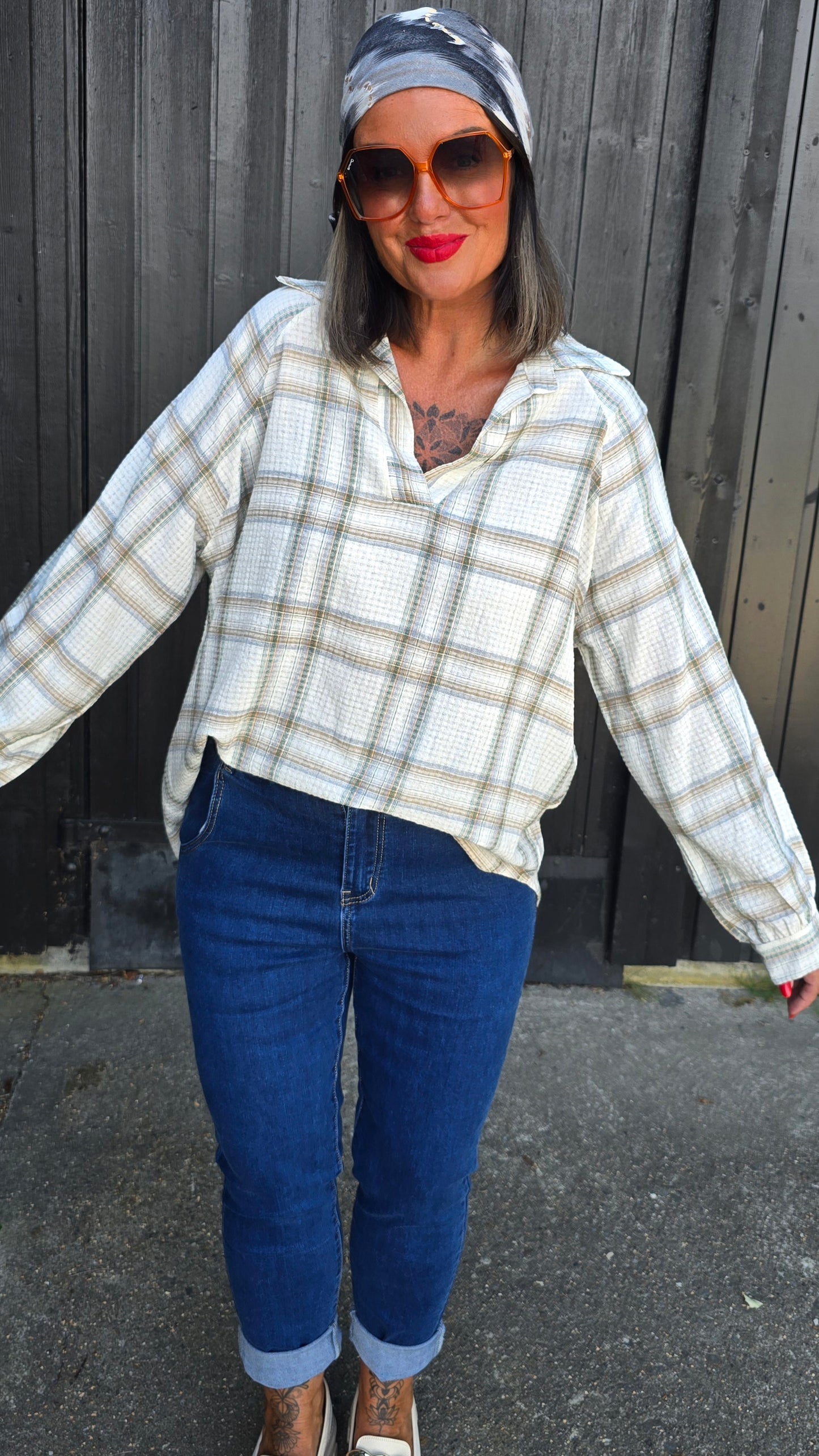 Lone bluse med ruter