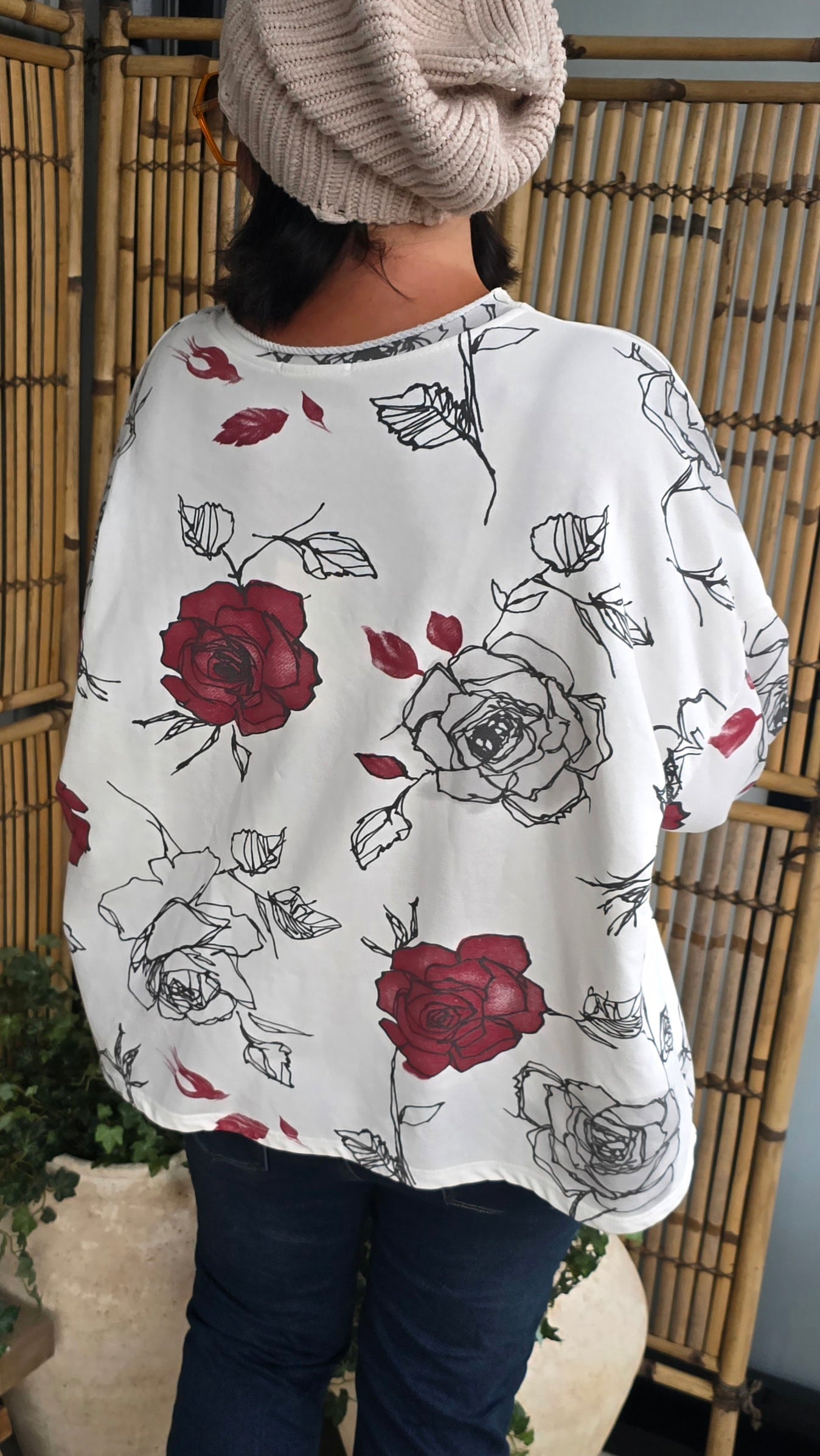 Hanna topp med blomster offwhite
