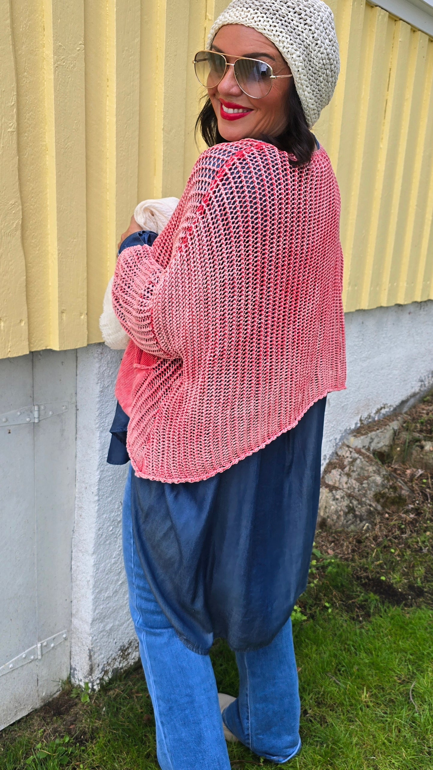 Oliva kort genser rød