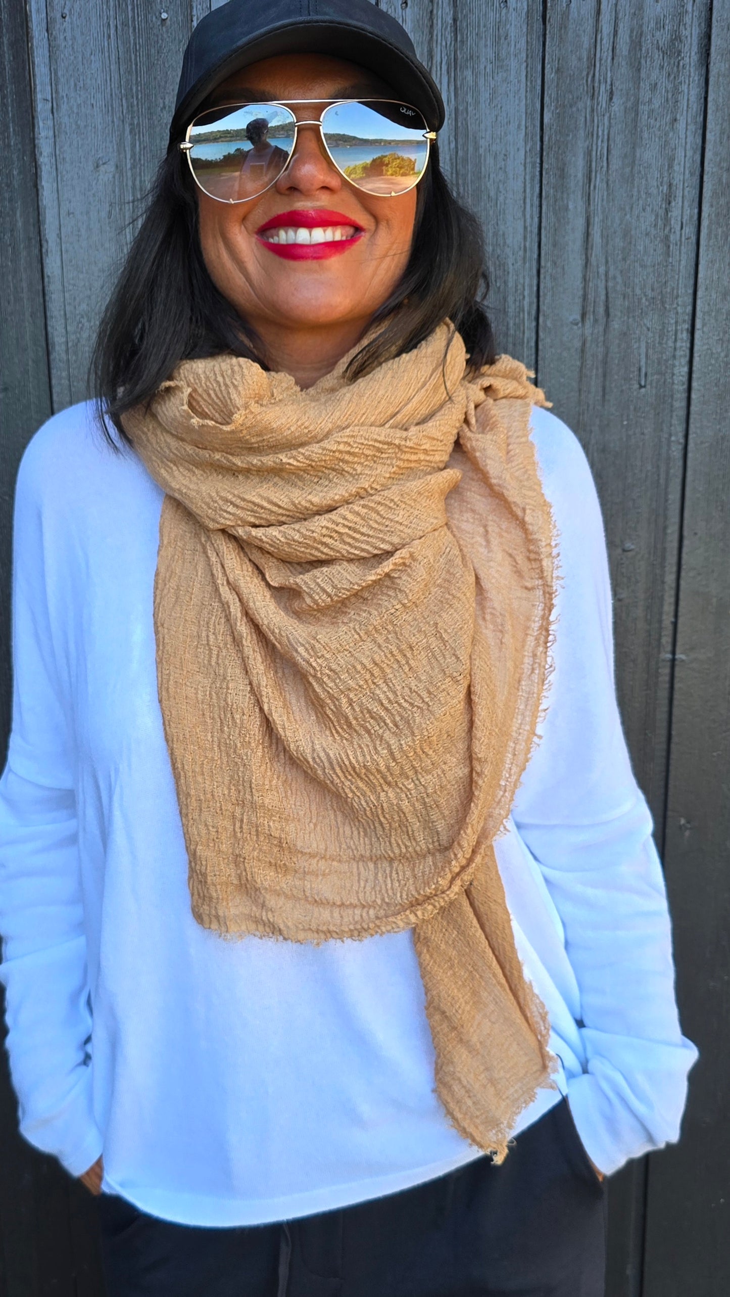 Nelly skjerf camel