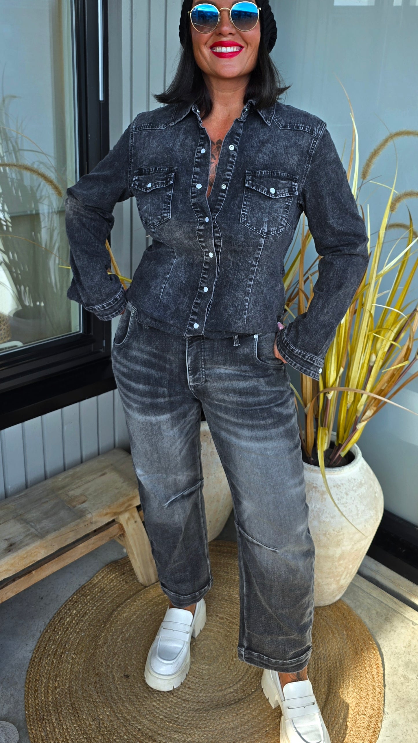Fika jeans gråsvart
