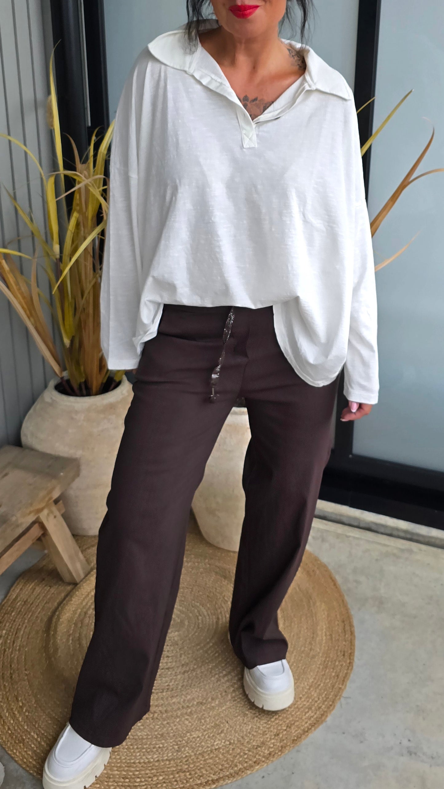 Bianco topp med knapper offwhite