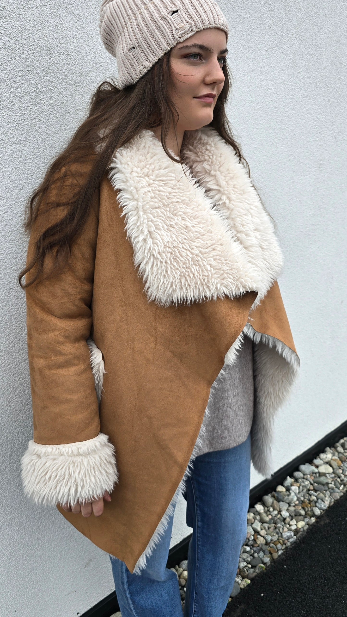 Kajsa jakke camel med pels