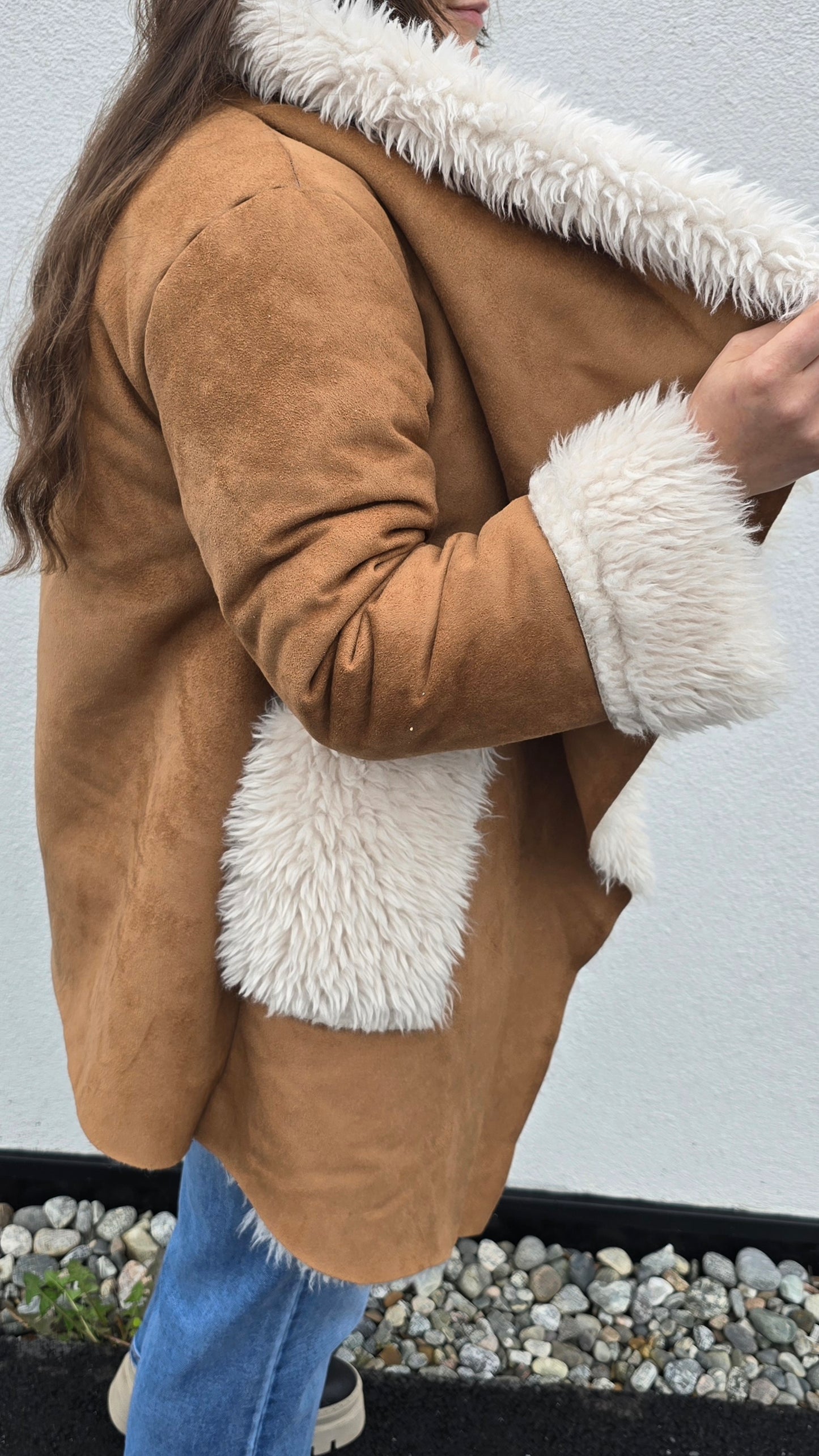 Kajsa jakke camel med pels