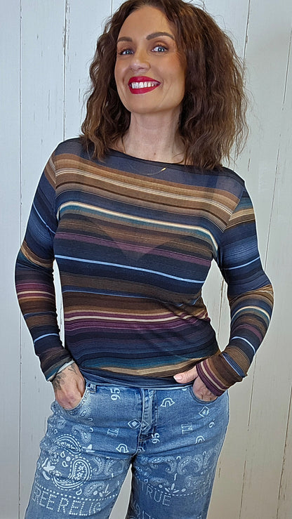 Sofie stripet topp blå