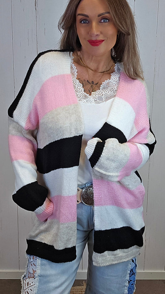 Vilma stripet strikkecardigan