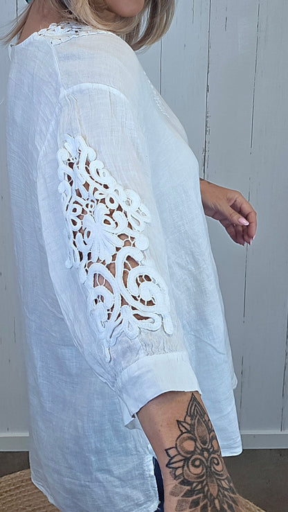 Ylva linbluse hvit