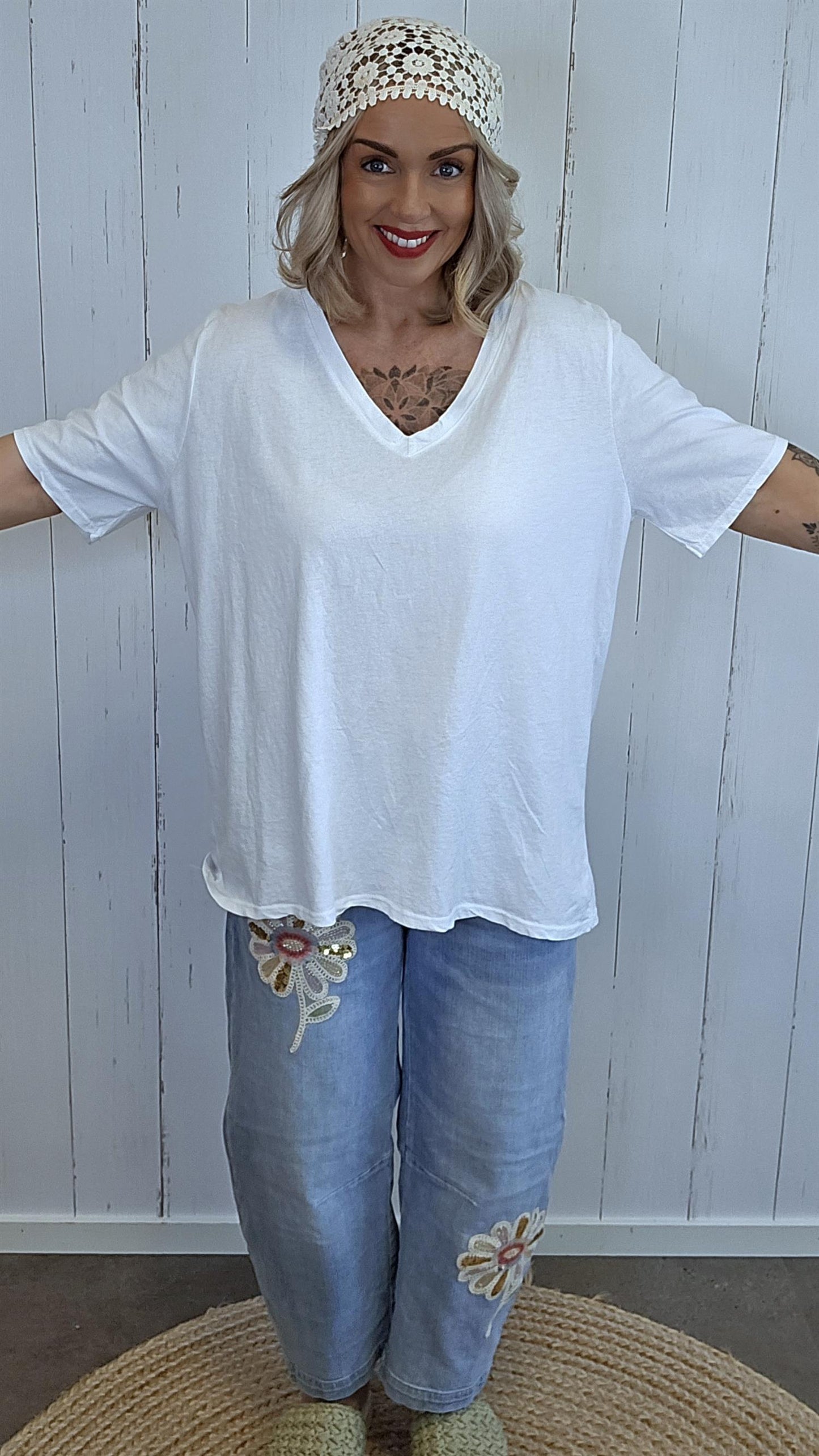 Lina hvit basic t-skjorte