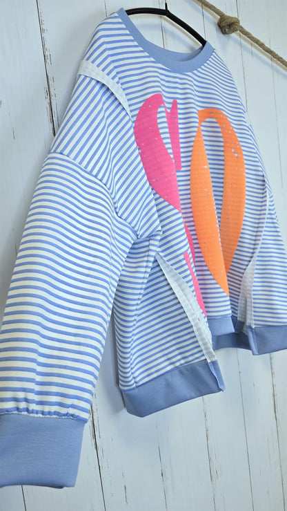 Ronja stripet genser blå/hvit