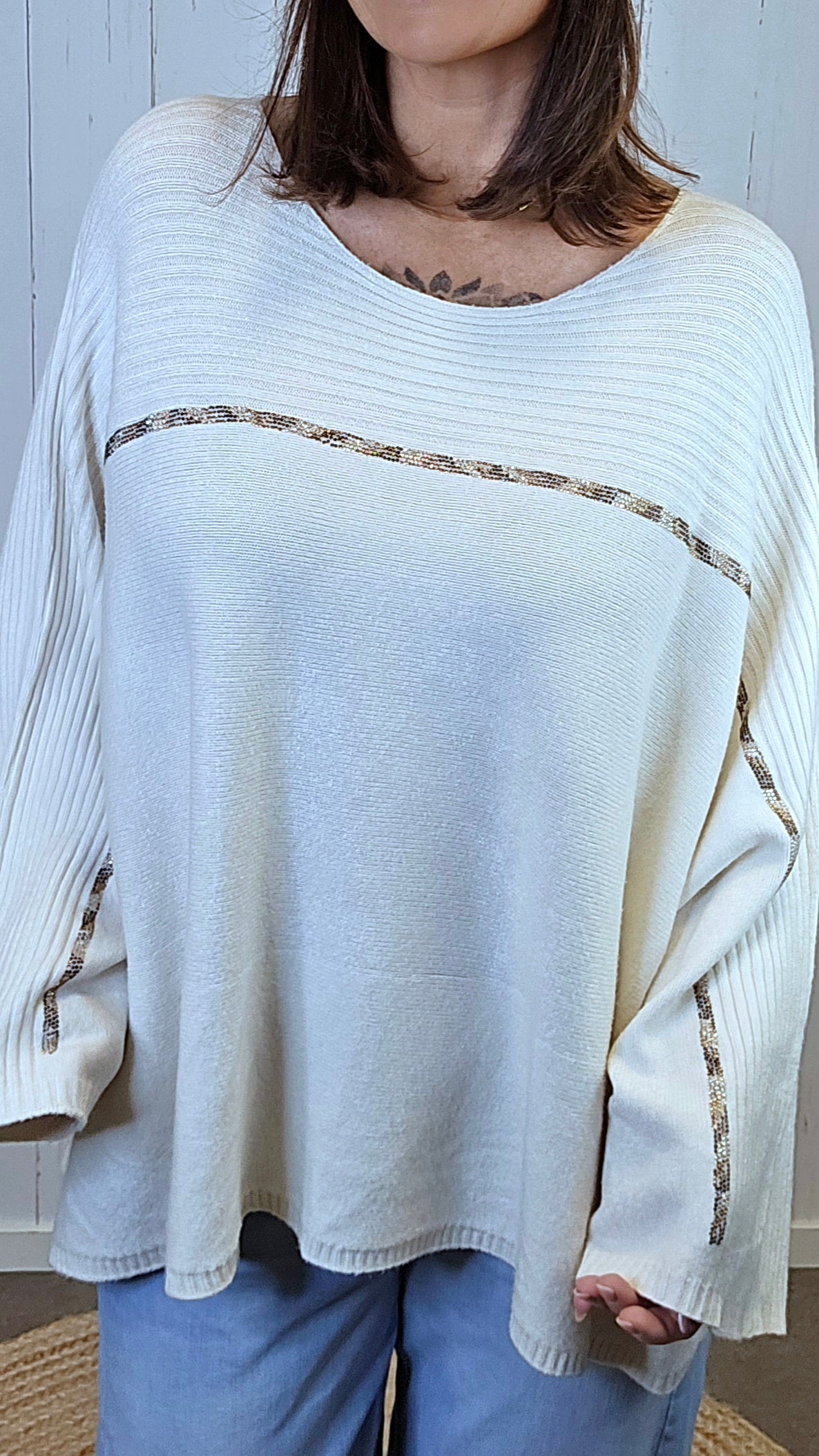 Elin Oversized Genser Creme