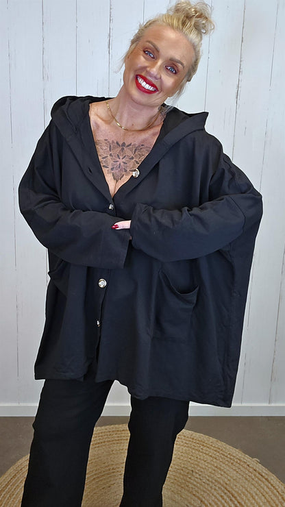 Cleo oversized jakke med stor hette