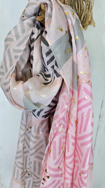 Annie skjerf rosa/gull