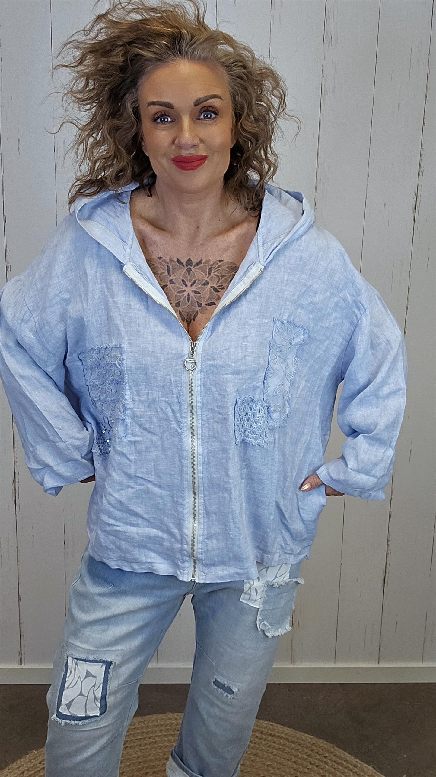 Lina lin hettejakke blå