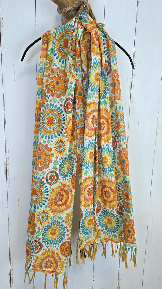 Boho skjerf med frynser