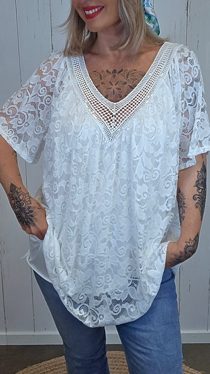 Freja blonde topp Hvit