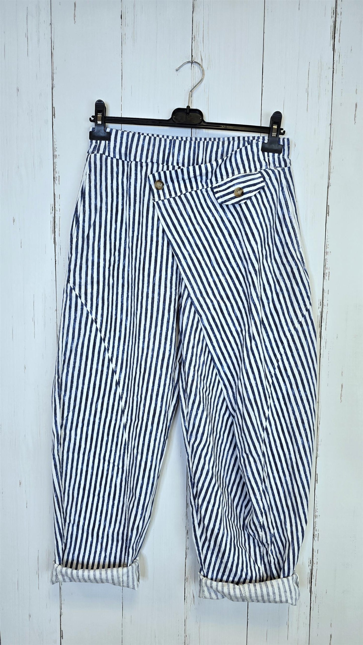 Tanja wrap bukse striper navy