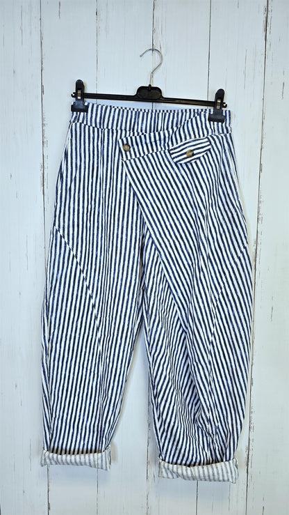 Tanja wrap bukse striper navy