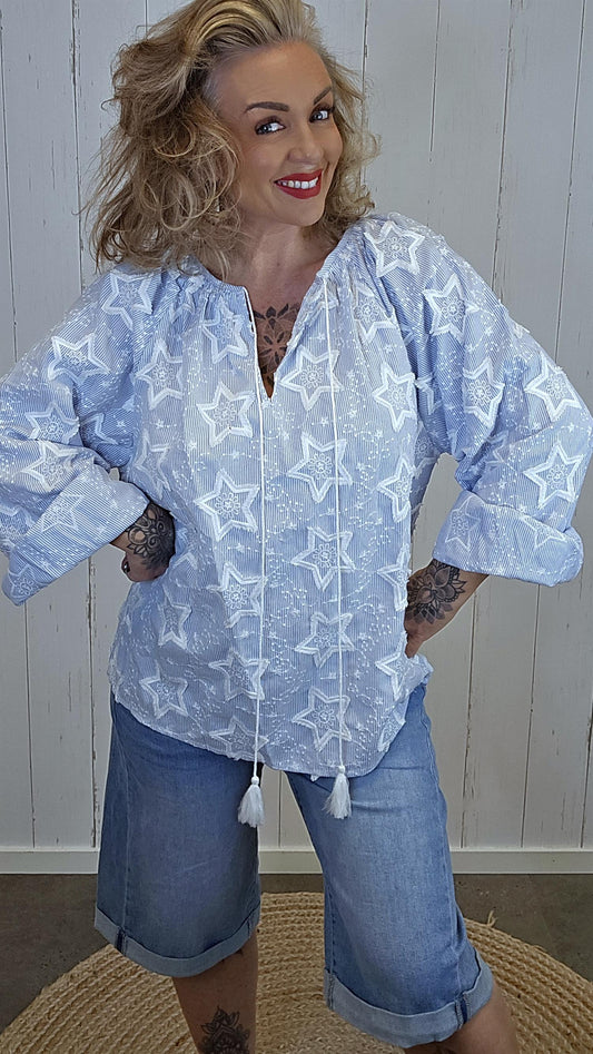 Stella bluse med stjernemønster