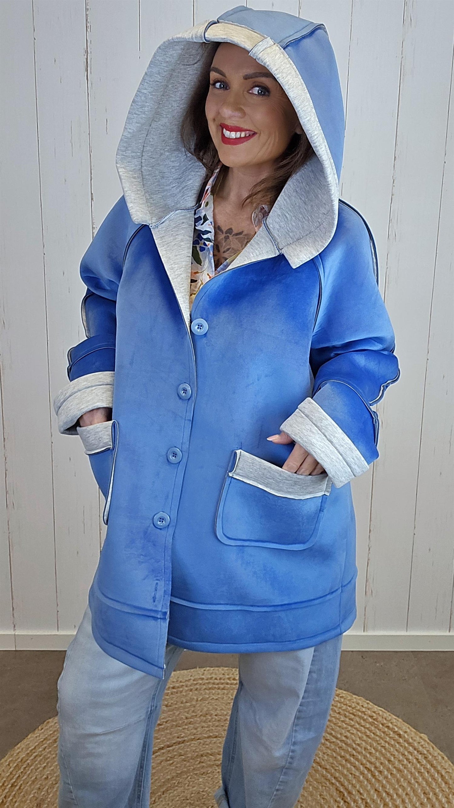 Ingrid hettejakke blå