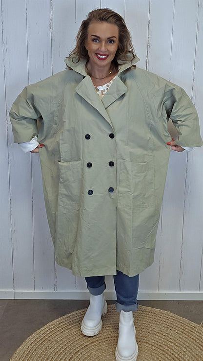 Freja kåpe dus grønn beige