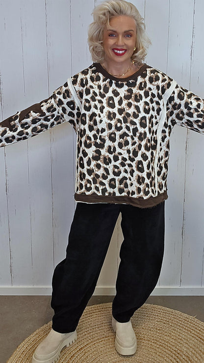 Cleo leopardgenser med stjerne creme