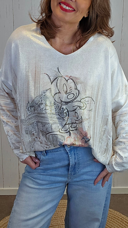 Elise V-hals topp med print