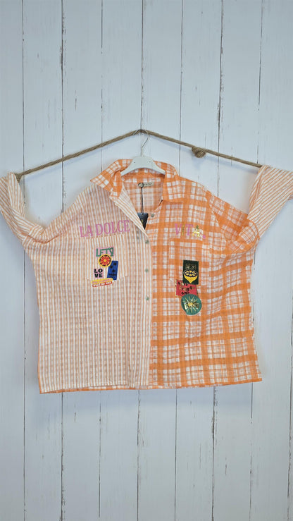 Hanna rutete skjorte orange