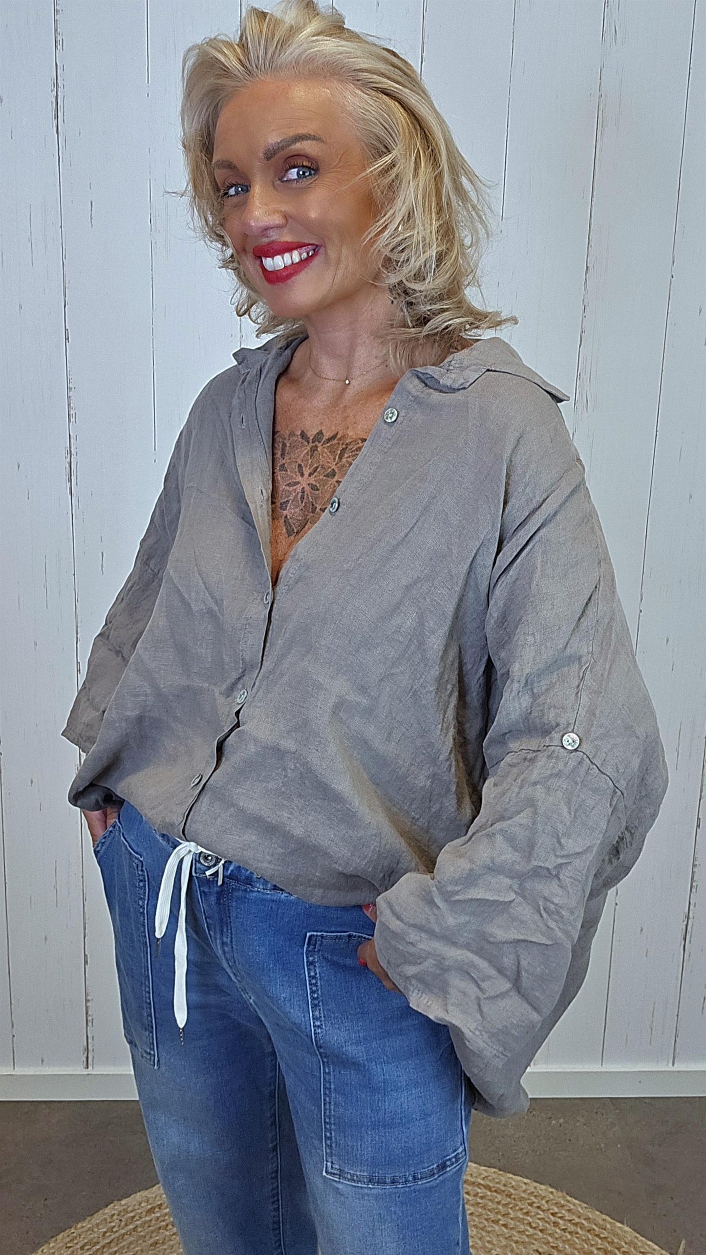 Stina Linskjorte taupe