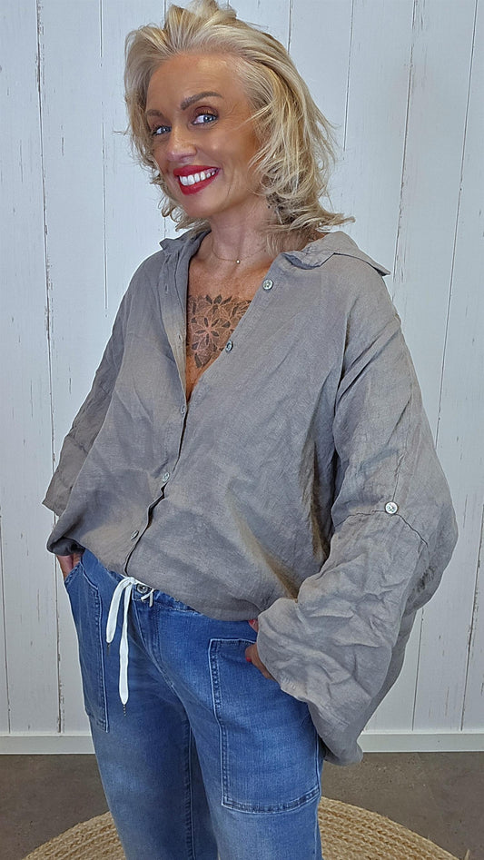 Stina Linskjorte taupe