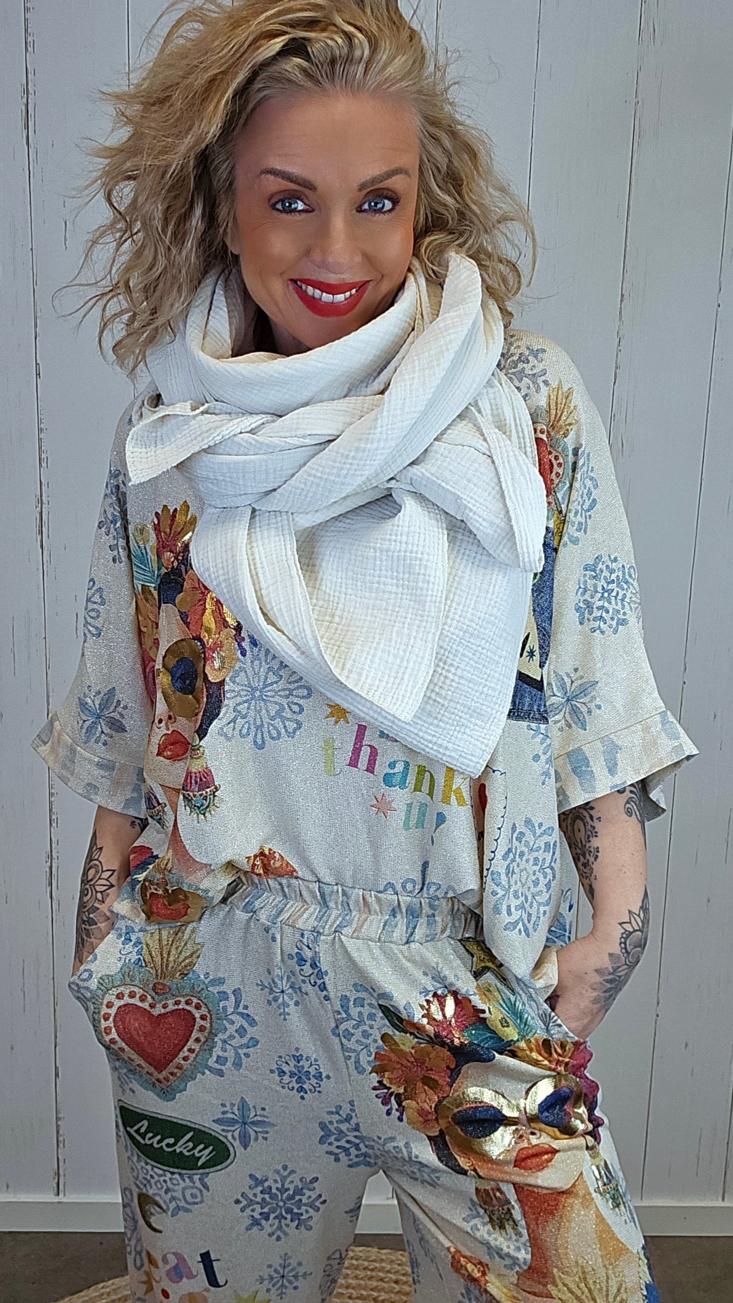 Stine bomulls skjerf beige