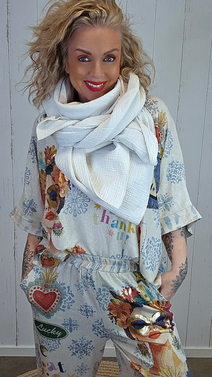 Stine bomulls skjerf beige