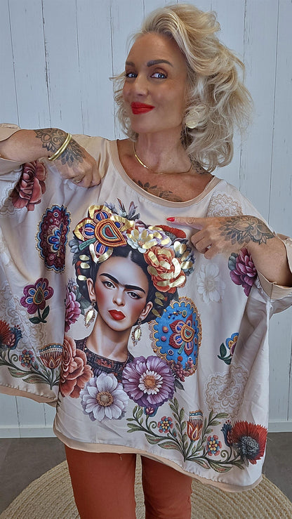 Frida topp med print
