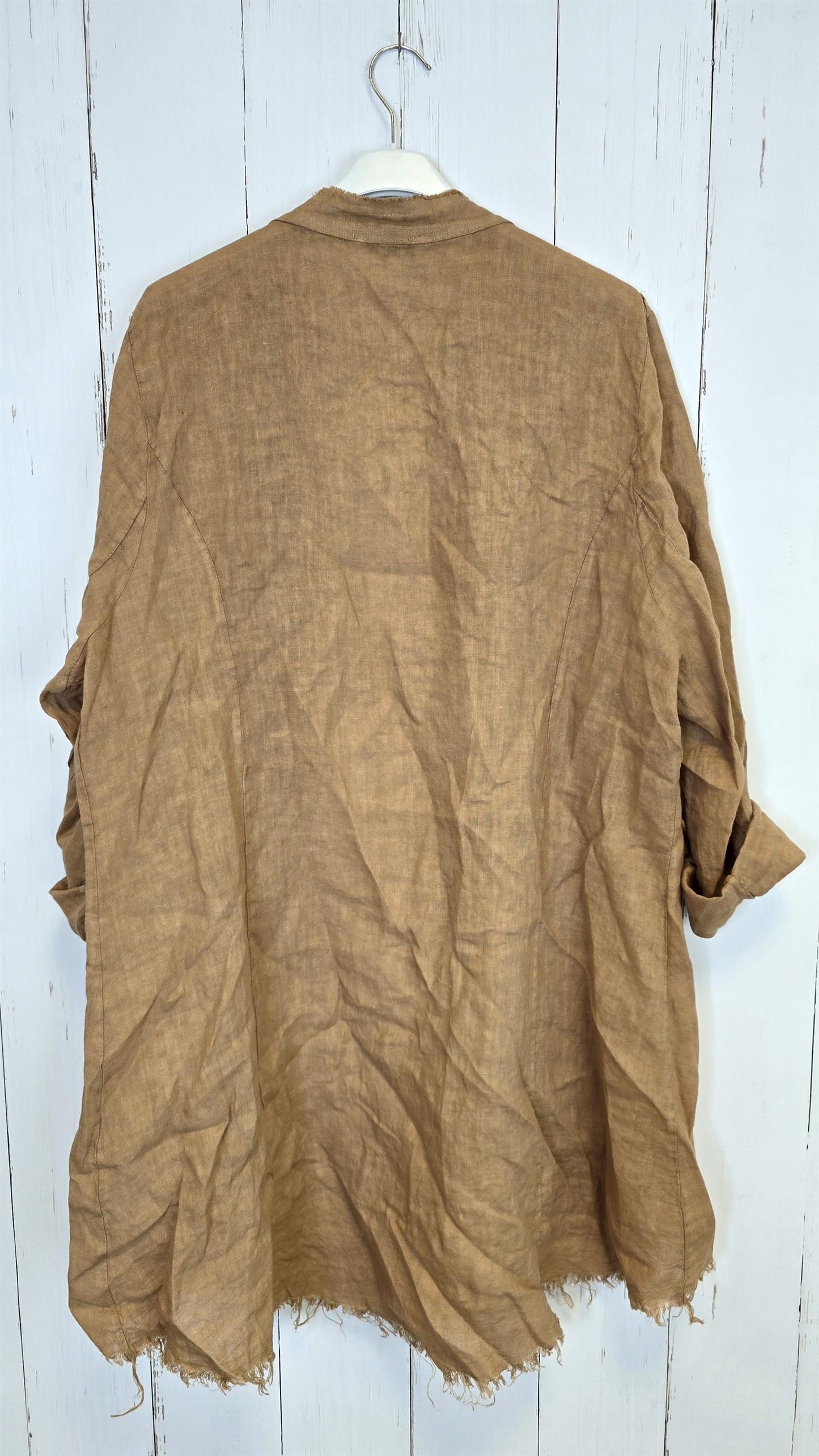 Linjakke med Råkanter camel