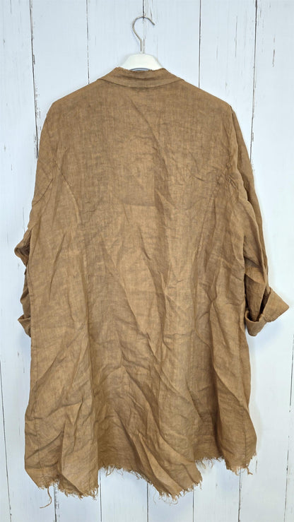 Linjakke med Råkanter camel