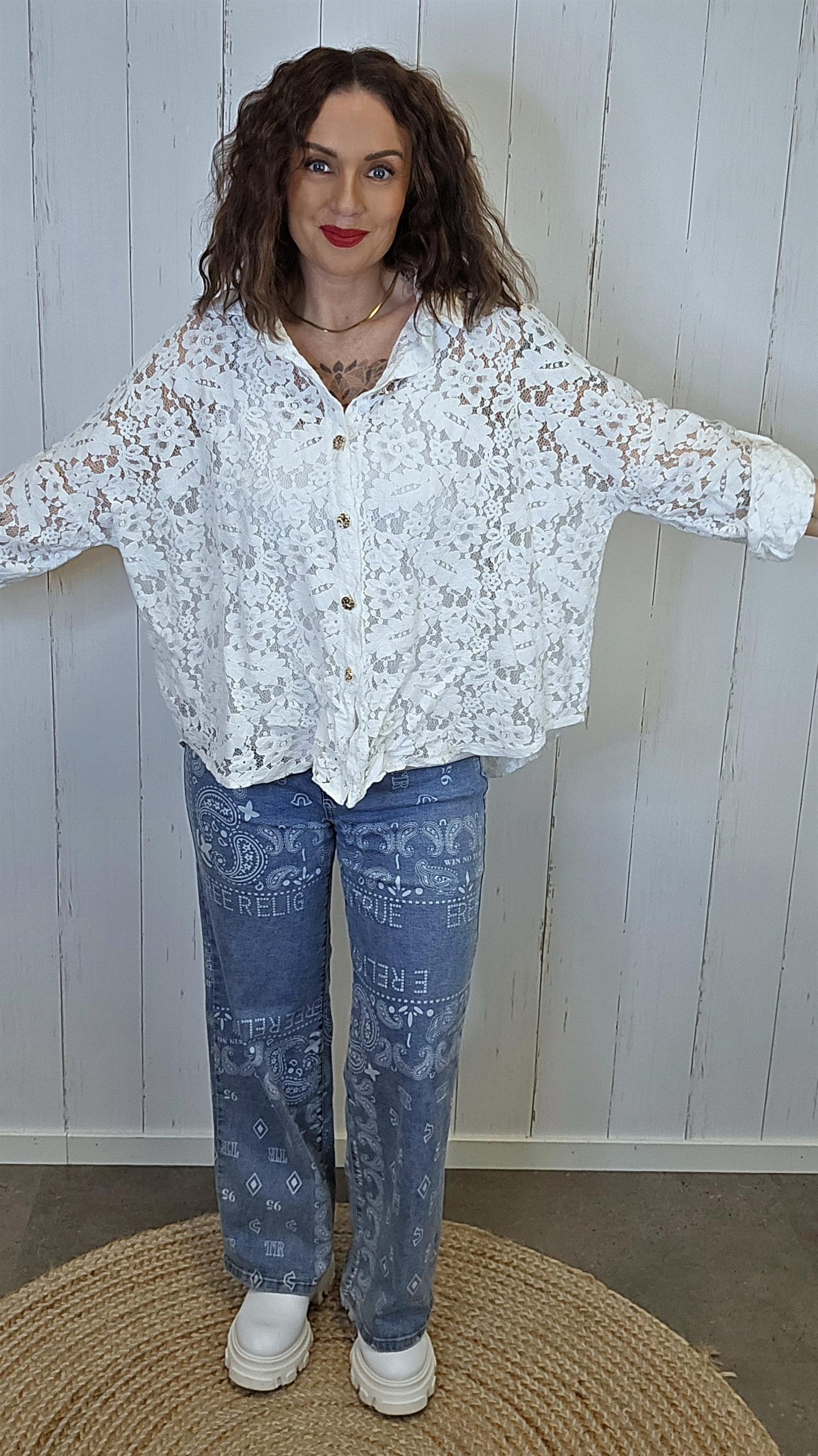 Amalie blondeskjorte hvit