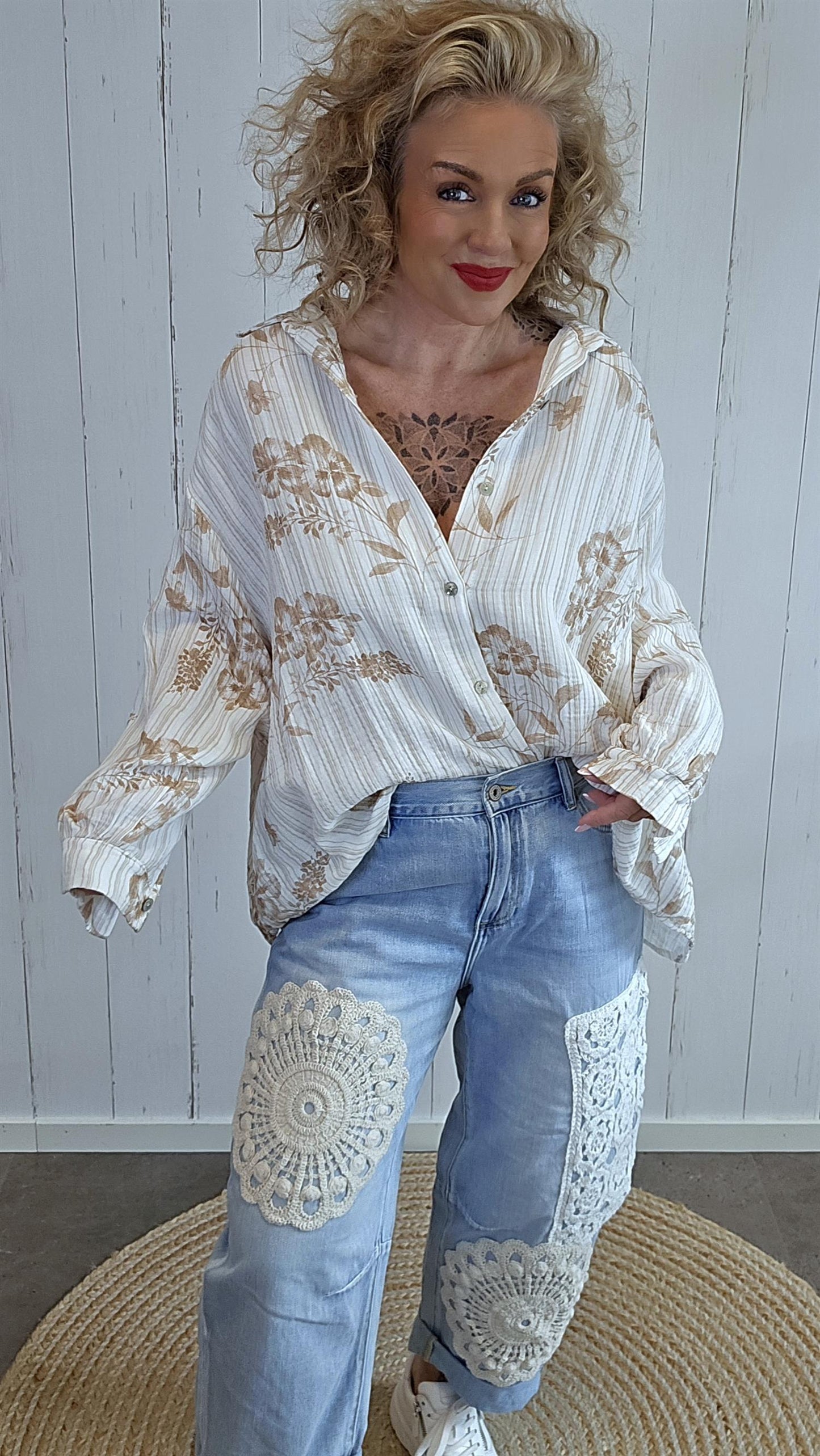 Majja mønstret skjorte beige