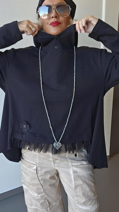 Tulle hette genser svart