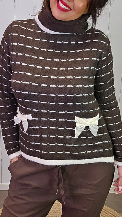Amalie stripet høyhalset genser