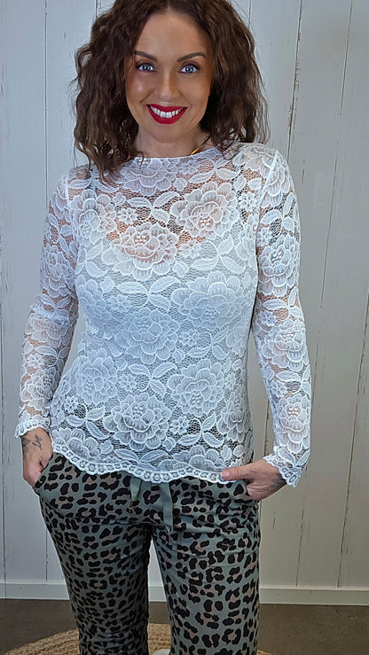 Sofie blondetopp hvit