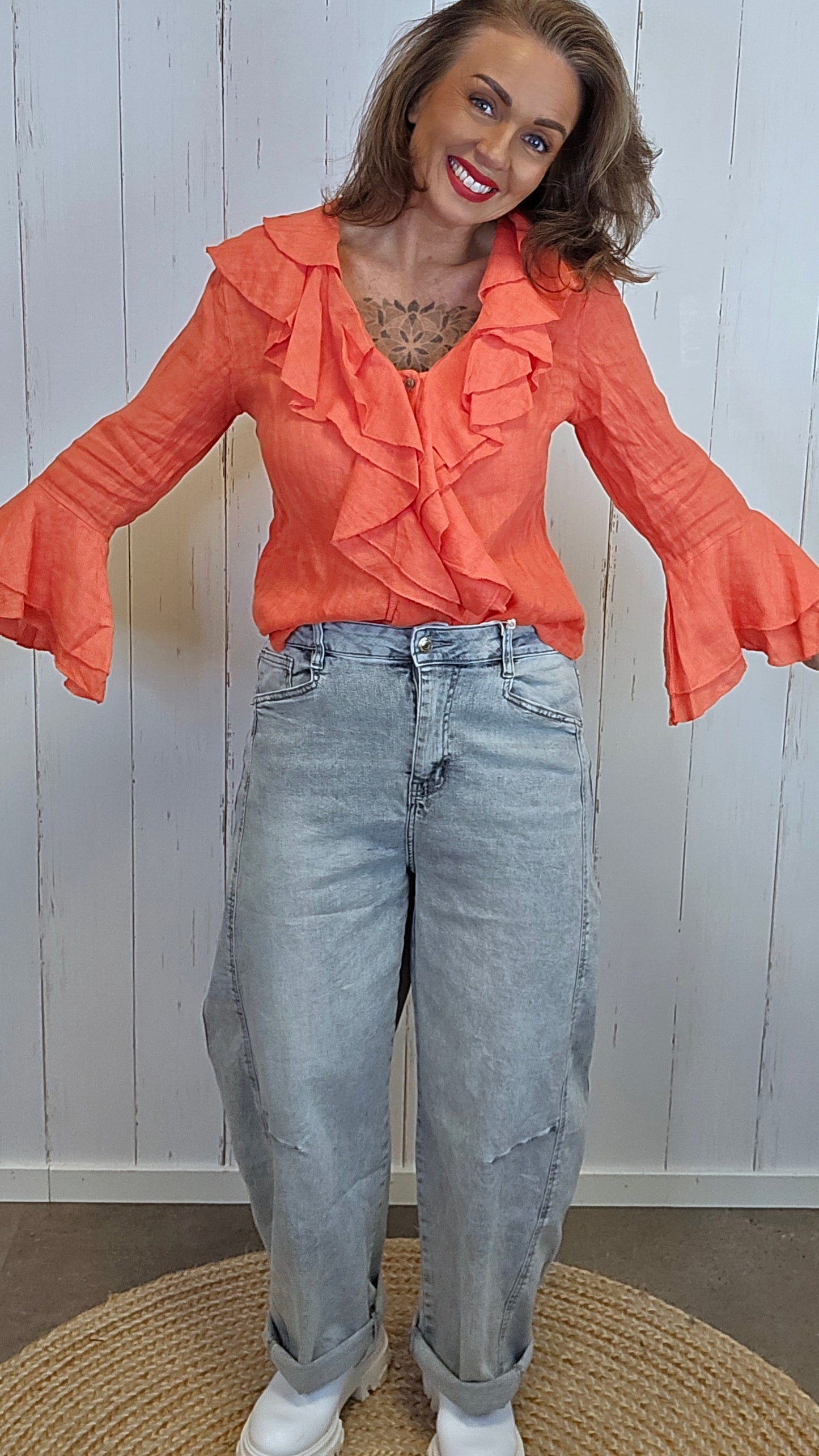 Karostar Barrel jeans lysegrå