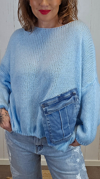 Bella Strikket Genser blå