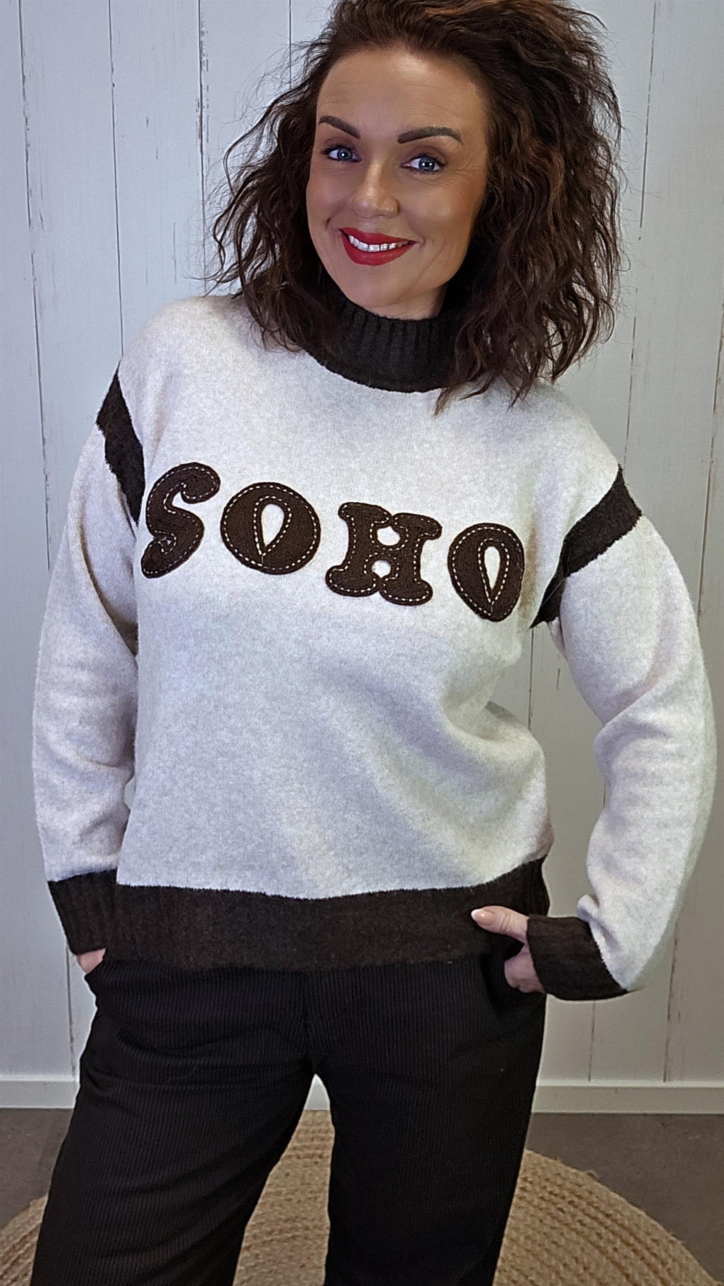 Anna genser beige/brun SOHO